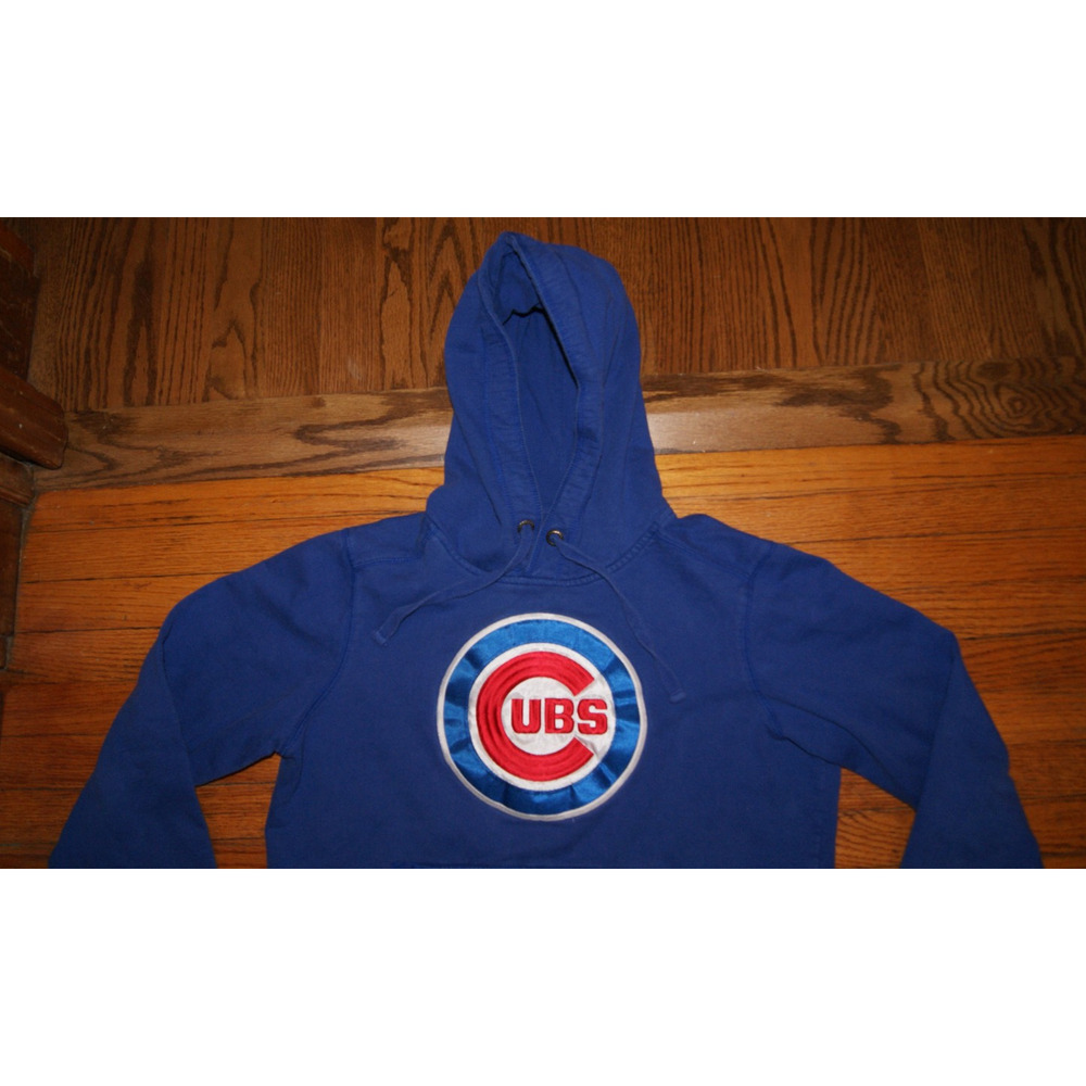 Chicago Cubs Blue ANTIGUA Giant Center PATCH Hoodie Sweatshirt SZ M - Cool